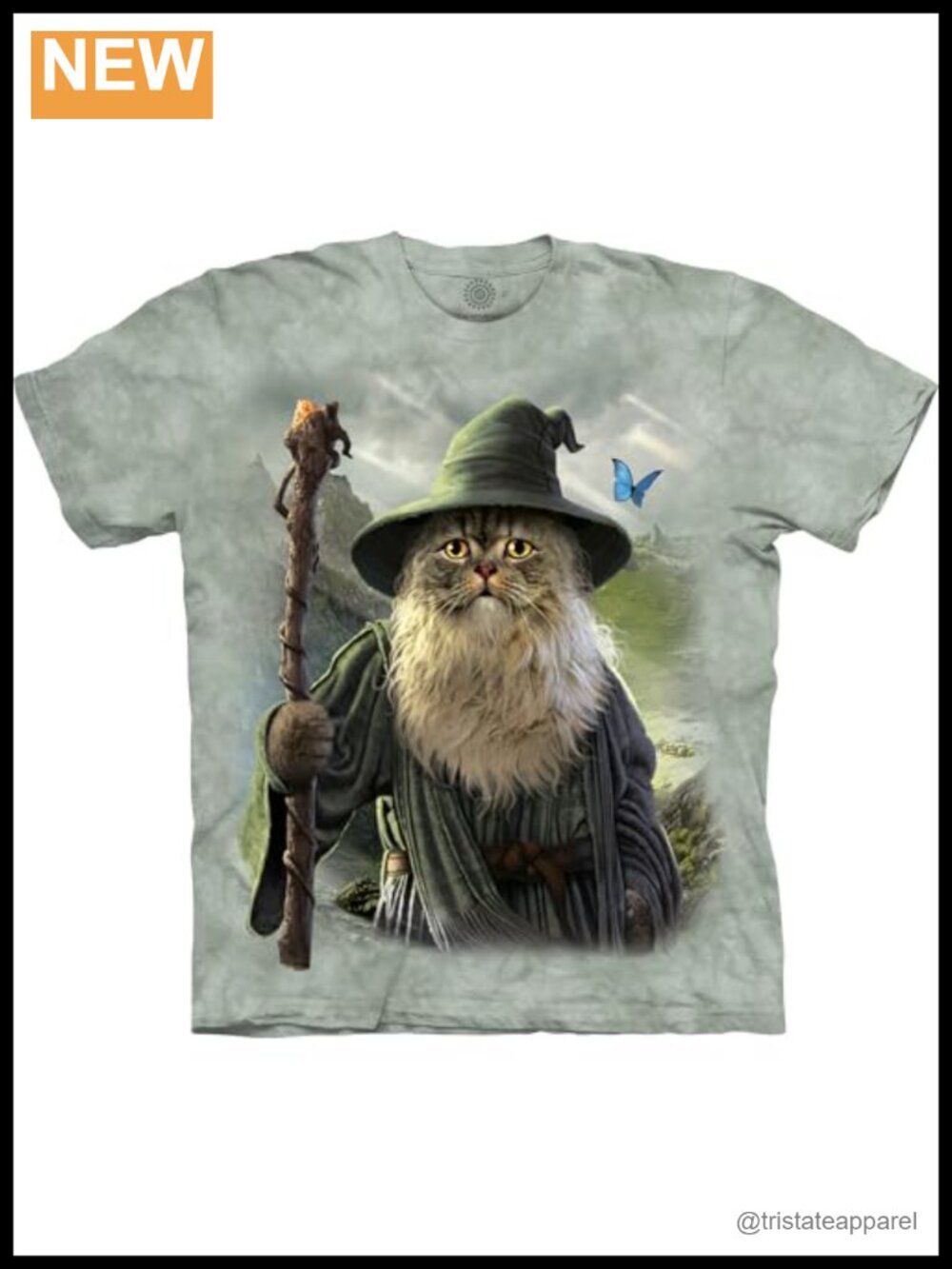 Unisex Hand-Dyed Cat Graphic T-Shirt Premium Cotton Crew Neck Novelty Tee
